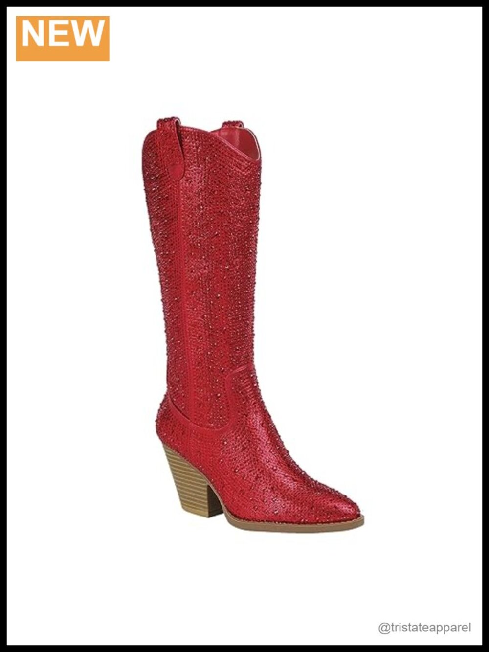 Rhinestone Western Cowboy Pointed Toe Knee High Pull-on Boots